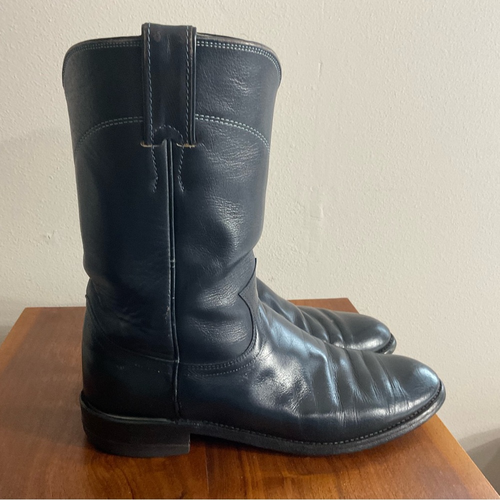 Justin Boots USA L3075 Cora Cowhide Roper Navy Blue Women Size 7.5 - Picture 4 of 6